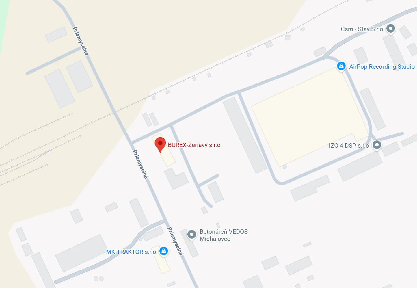 Map — BUREX-Žeriavy s.r.o., Priemyselná 5, 071 01 Michalovce